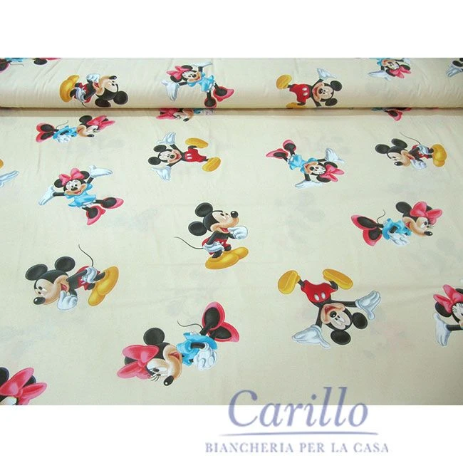 TESSUTO STOFFA COTONE DISNEY MINNIE TOPOLINO A METRO ALT. 280 COLORE PANNA G015 3 TESSUTO STOFFA COTONE DISNEY MINNIE TOPOLINO A METRO ALT. 280 COLORE PANNA G015