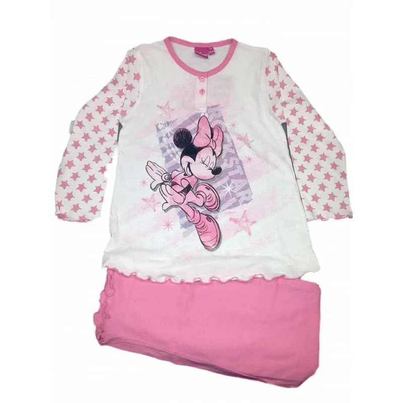 Pigiama Maglia Maglietta Pantalone Bimba Bambina Disney Minnie Bianco Rosa 7A 3 Pigiama Maglia Maglietta Pantalone Bimba Bambina Disney Minnie Bianco Rosa 7A