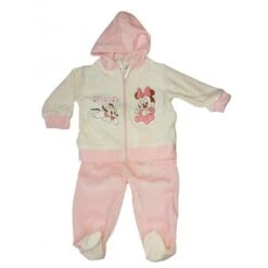 Completo 2pz Ciniglia Bimba Neonato Disney Baby Minnie Panna Rosa 6 M
