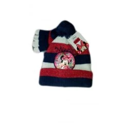 Set 2pezzi Cappello Cappellino Guanti Bimba Bambina Disney Baby Minnie Rosso Tg 52