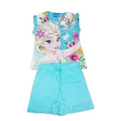 Pigiama Maglia Maglietta Pantaloncino Bimba Bambina Disney Frozen Turchese 9A