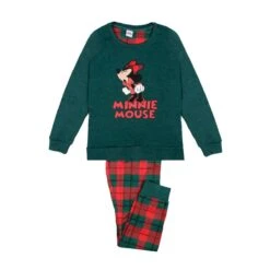 Pigiama Bambina/ragazza Minnie Disney In Caldo Cotone 54394 Z246 -Negozio Per Bambini Disney pigiama bambina ragazza minnie disney in caldo cotone verde bottiglia 2 6