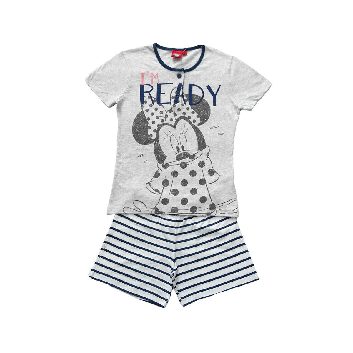 Pigiama Corto Minnie Disney Da Bambina WD22939B - Grigio T256 3 Pigiama Corto Minnie Disney Da Bambina WD22939B - Grigio T256