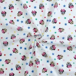 Tessuto Cotone Al Metro Minnie Disney Altezza 150 Cm Bianco W333